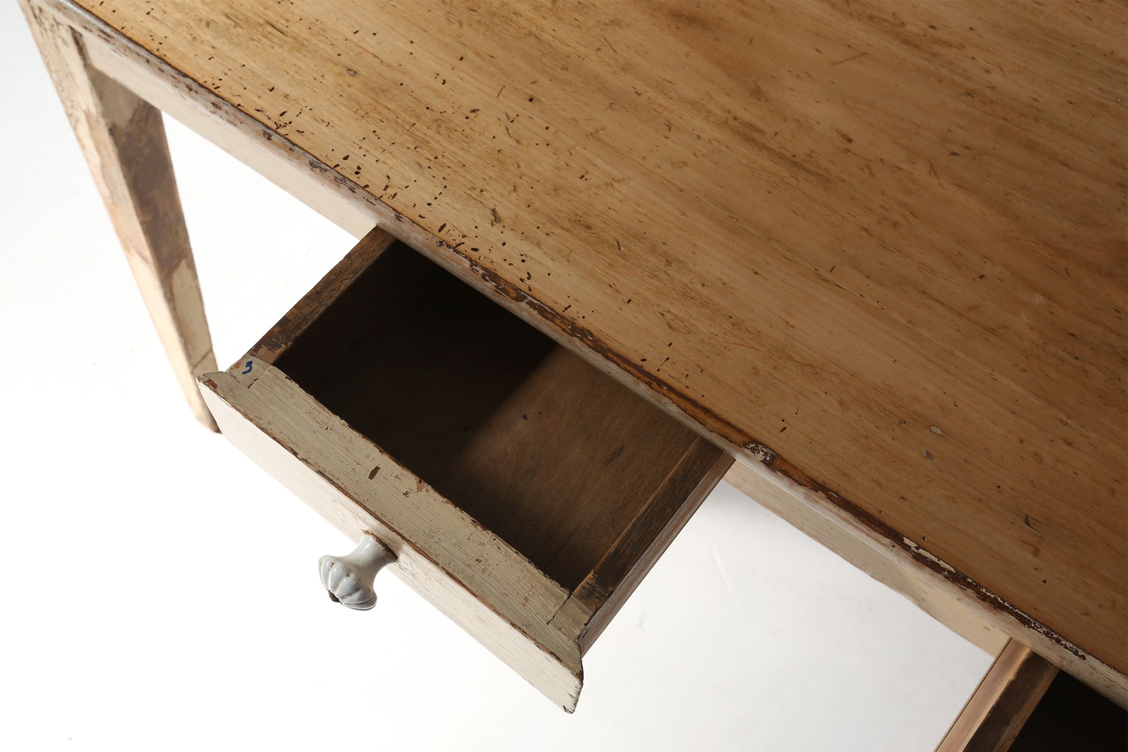 Painted Wooden Farm Table with Tapered Legs, France 1800sthumbnail